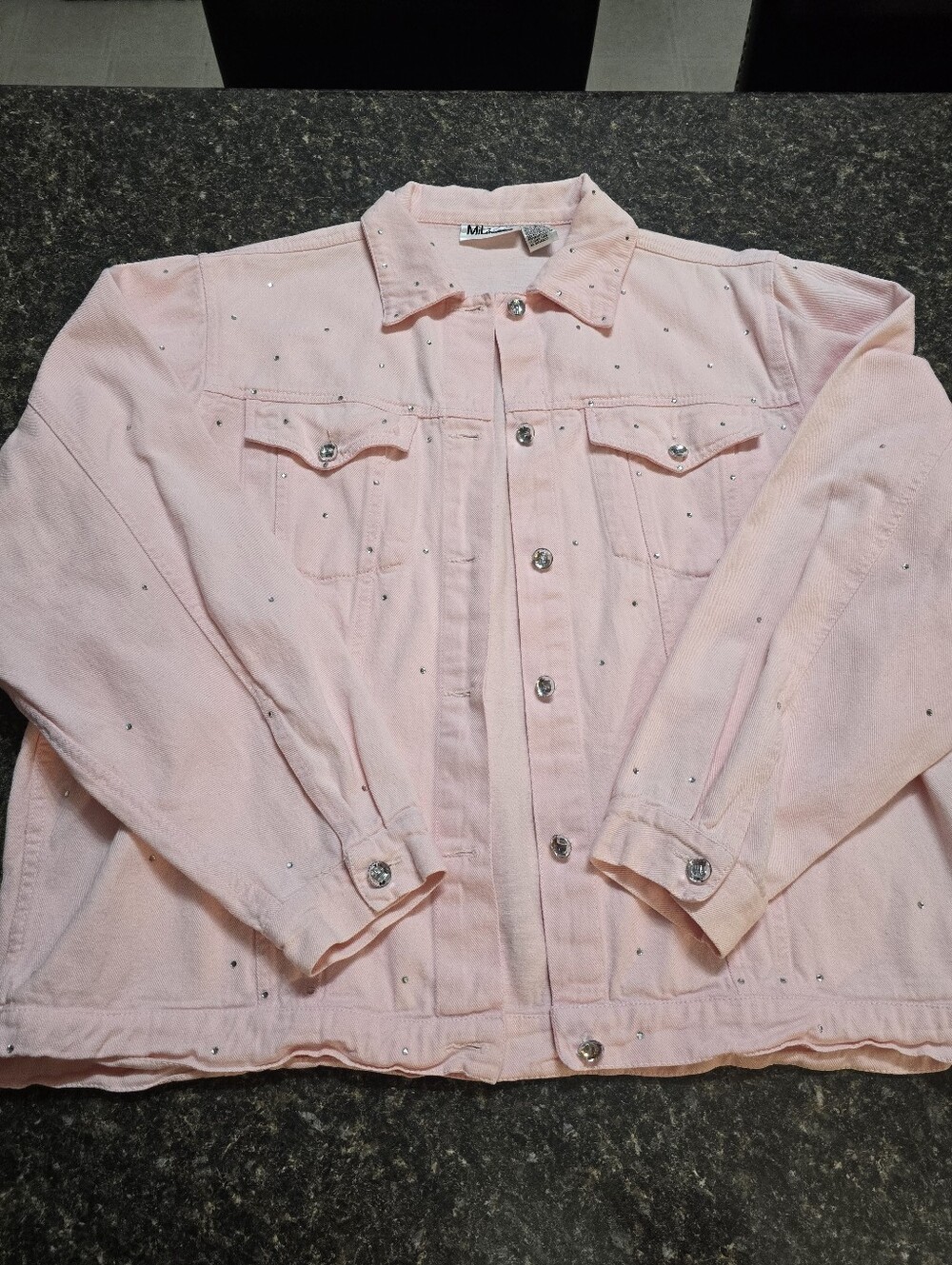 RARE VINTAGE Pink Rhinestone Denim Jacket